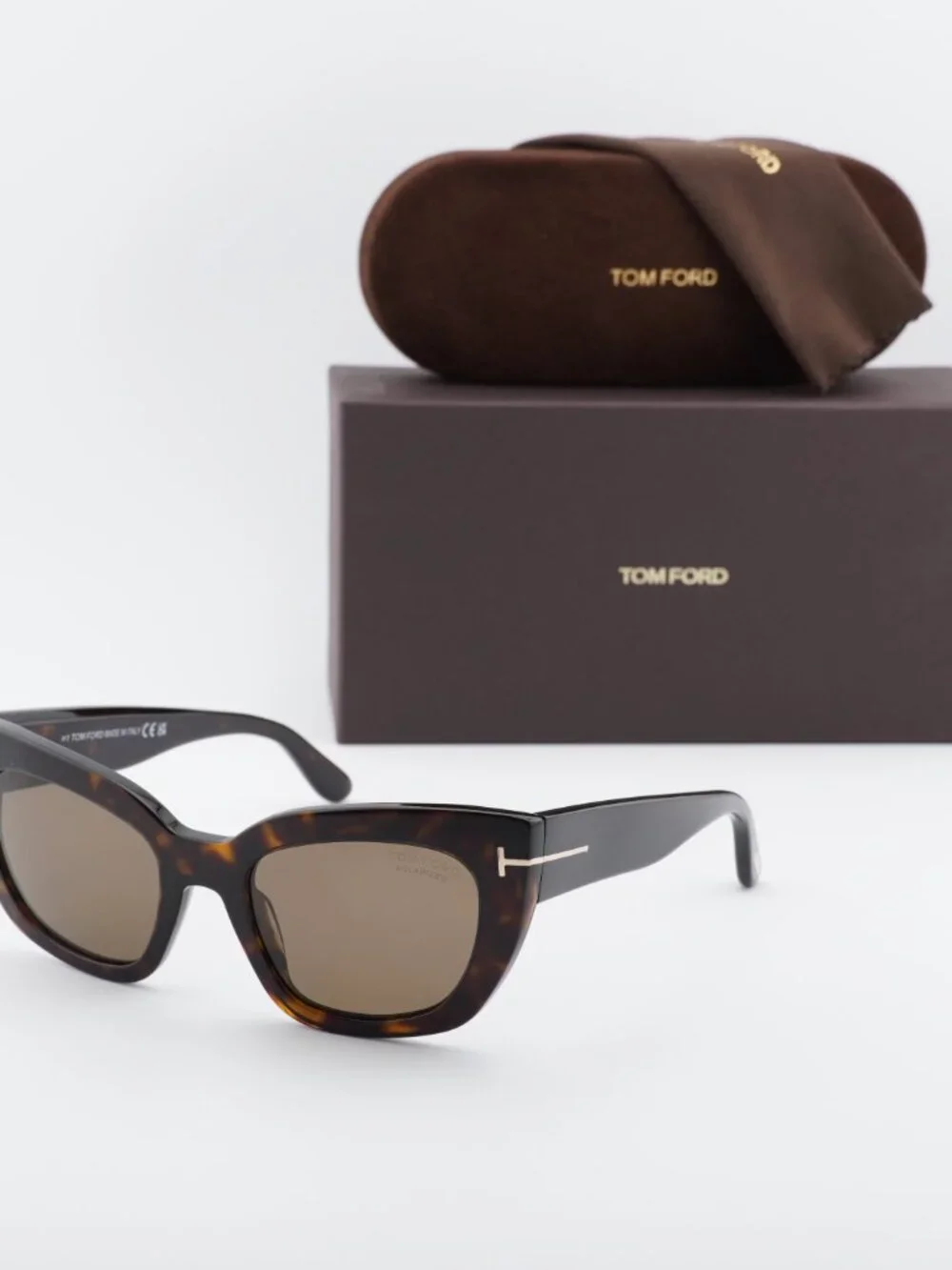 Tom Ford Athena FT1190 52H Sunglasses Havana Cat Eye Frame, Polarized Lenses